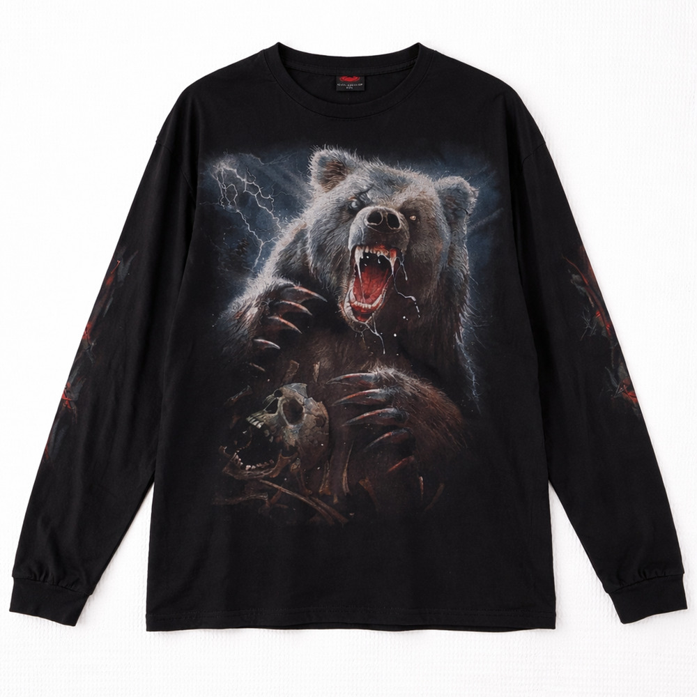 Spiral Direct Long Sleeve Shirt Mens XXL Black Bear Claw Goth Metal Grunge Y2K